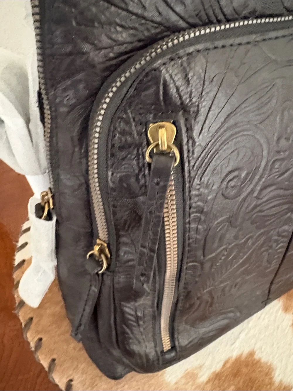 American Leather Co. Cleveland Leather Backpack - black tooled